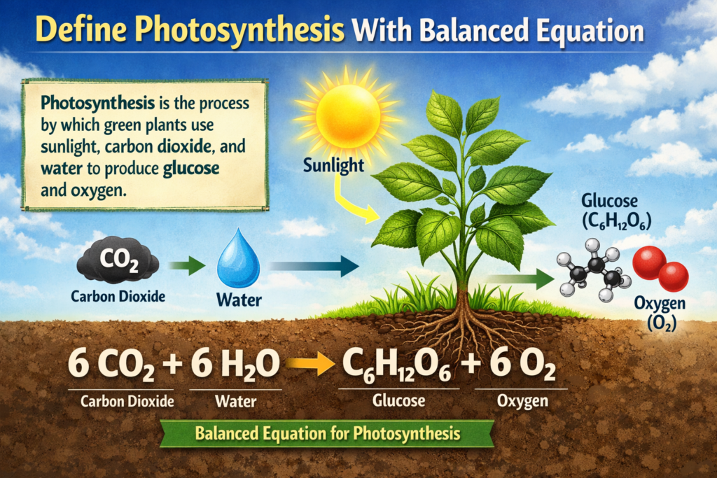 Define Photosynthesis With Balanced Equation
