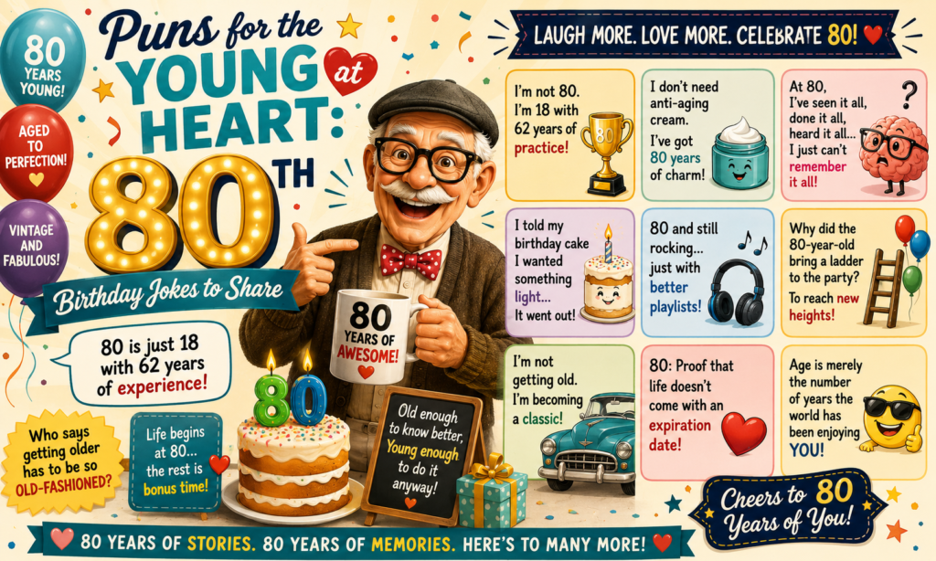 Puns for the Young at Heart: 80th Birthday Jokes to Share